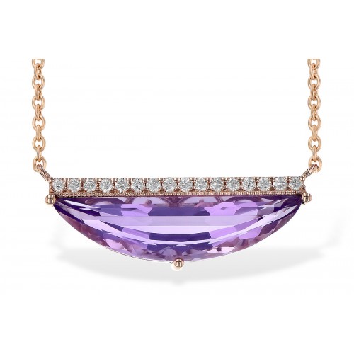 Collier or rose 14kt avec amethyste